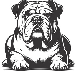Emotional bulldog silhouette vector design