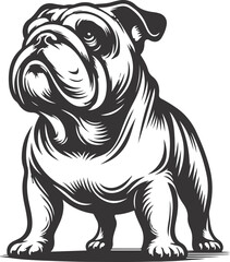 Emotional bulldog silhouette vector design