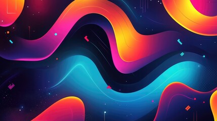 A lively, dynamic abstract background with vibrant colors, flowing shapes, and organic lines, perfect for creative digital art and design