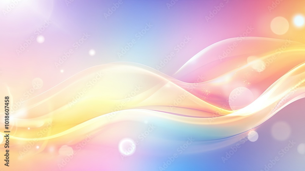Poster a soft rainbow abstract background with blurred shapes and gentle gradients, creating a dreamy and e