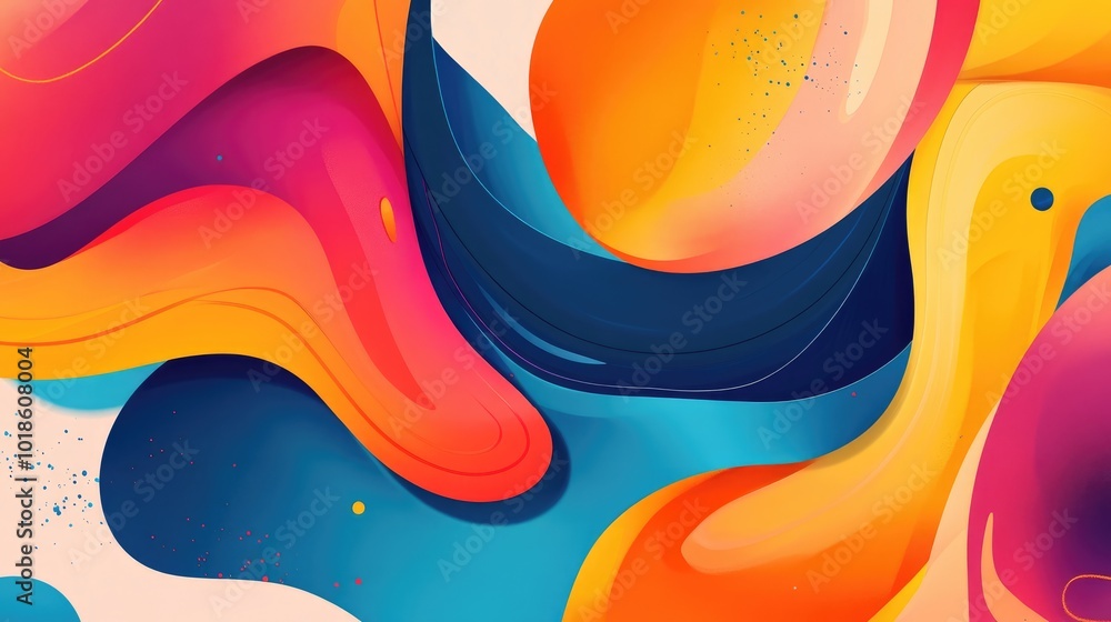Poster a vibrant, dynamic abstract background with colorful shapes and flowing lines, perfect for creative 
