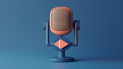 Stylish retro microphone on a blue background, perfect for audio production.