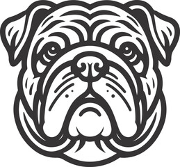 Line art French bulldog illustration. Ink style, cute animal for print Vector linear silhouette.