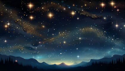 Fototapeta premium Night sky with stars sparkling on black background