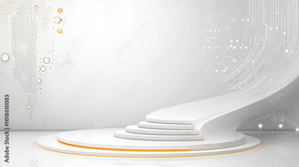 Poster clean white technology background with subtle geometric patterns and digital lines, creating a minim