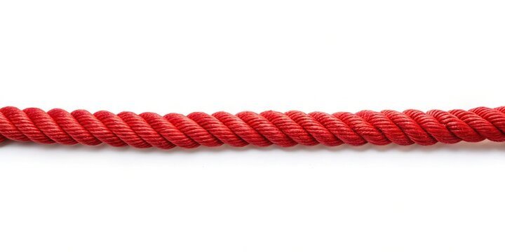 Asymmetrical red rope isolated on white background with clipping paths