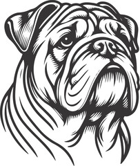 Emotional bulldog silhouette vector design