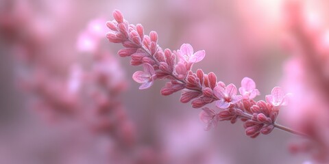 Delicate Pink Flower Branch with Soft Blurred Background