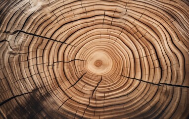 Fototapeta premium Close-up of Tree Trunk Cross-Section with Detailed Growth Rings - Made with Generative AI