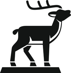 Simple black silhouette of a deer standing on a platform, isolated on a white background