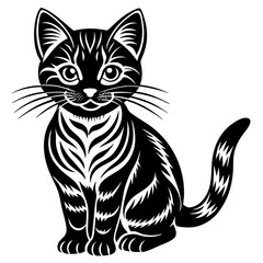 black and white cat vector