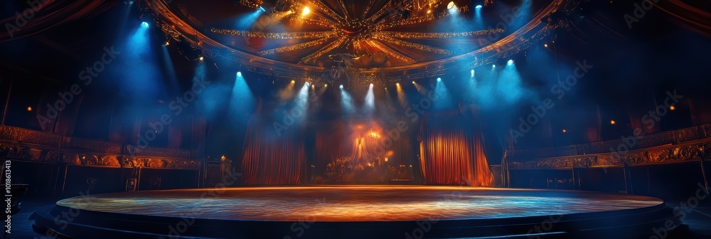 Aufkleber image from inside a large circus illuminated by beautiful lights in its most incredible presentation