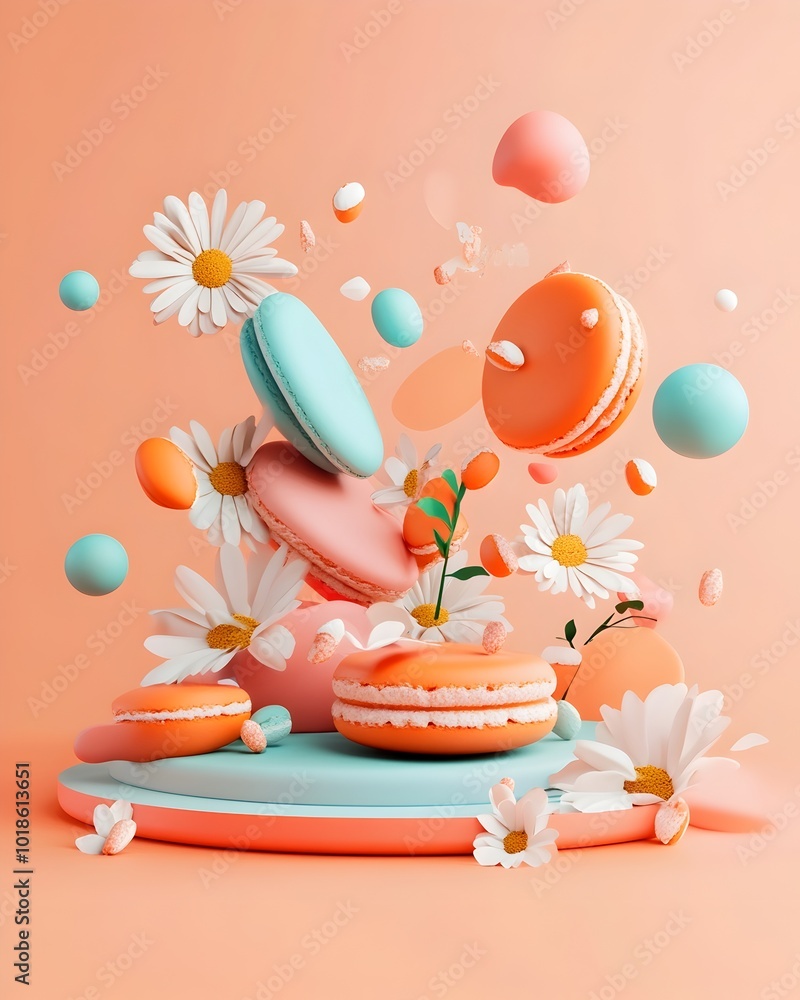 Aufkleber striking abstract 3d set with clean tabletop platform dynamic shadow overlay and sun drenched produc