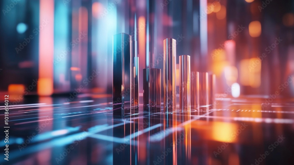 Poster abstract data visualization with colorful light effects