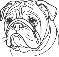 Emotional bulldog silhouette vector design