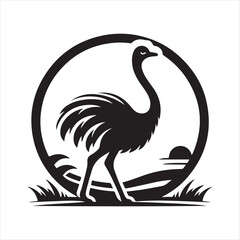 Ostrich silhouette vector art illustration
