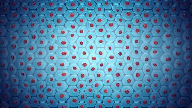 Embryonic stem cells colony. Cellular therapy and Regeneration concept. Animation of human skin cells.	