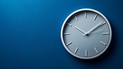 Large, traditional white wall clock with a trendy dark blue backdrop