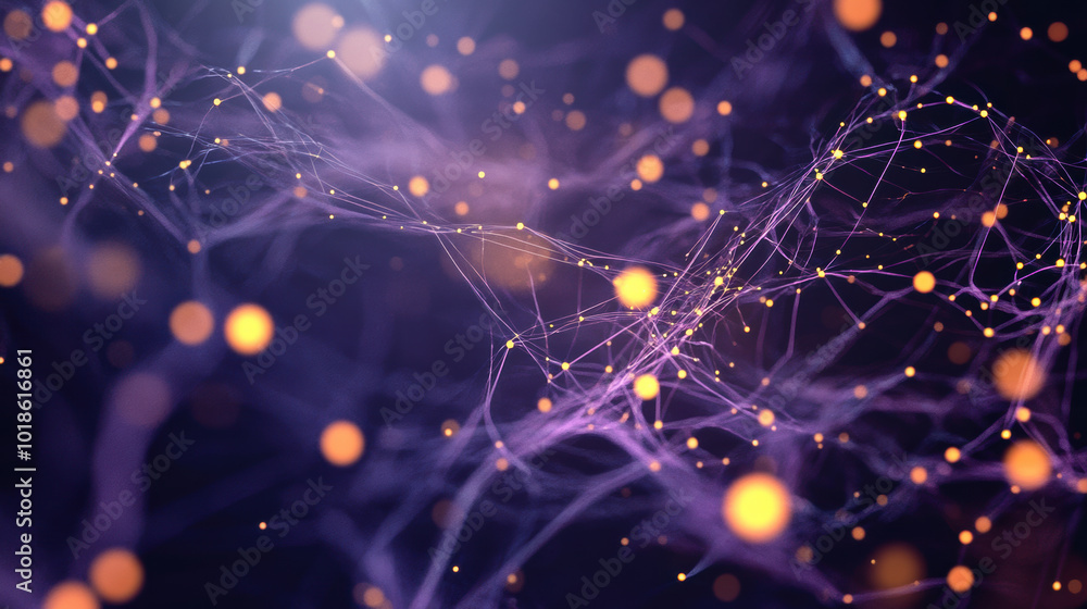 Poster highly detailed microscopic scene featuring glowing particles and intricate networks, creating mesme