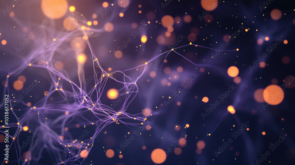 Poster highly detailed microscopic scene featuring glowing particles and intricate networks, creating mesme