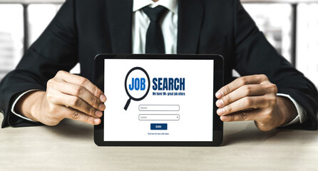 Online job search on modish website for worker to search for job opportunities on the recruitment...