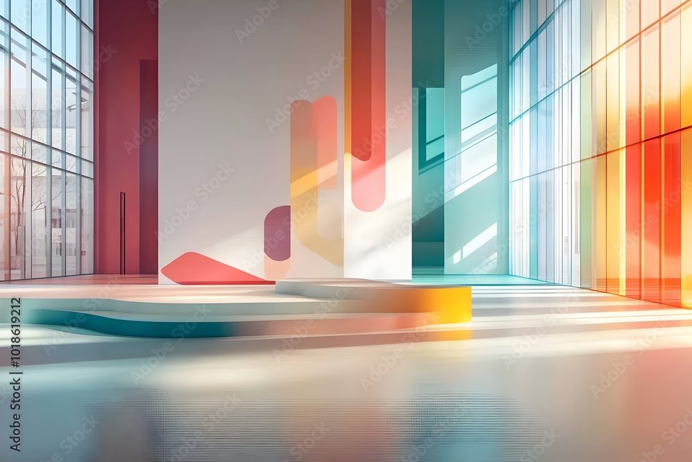 Aufkleber captivating 3d studio environment featuring an elevated product podium with cascading chiaroscuro sh