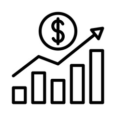 Vector illustration of a chart with a dollar symbol, representing financial growth and business success.