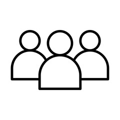 Minimalist icon of a group of people, symbolizing teamwork, collaboration, and business leadership.
