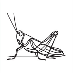single one line grasshopper silhouette on white background
