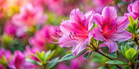 Obraz premium Azalea flowering in the garden with copy space Extreme Close-Up