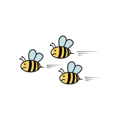 Angry Bees Mascot Vector illustration. Bee Cartoon Flying symbol. Honey bee Pot sign, emblem isolated on white background.