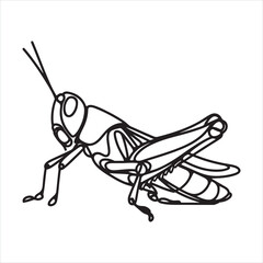 single one line grasshopper silhouette on white background
