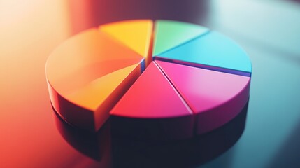 Fototapeta premium Colorful Pie Chart on Reflective Surface