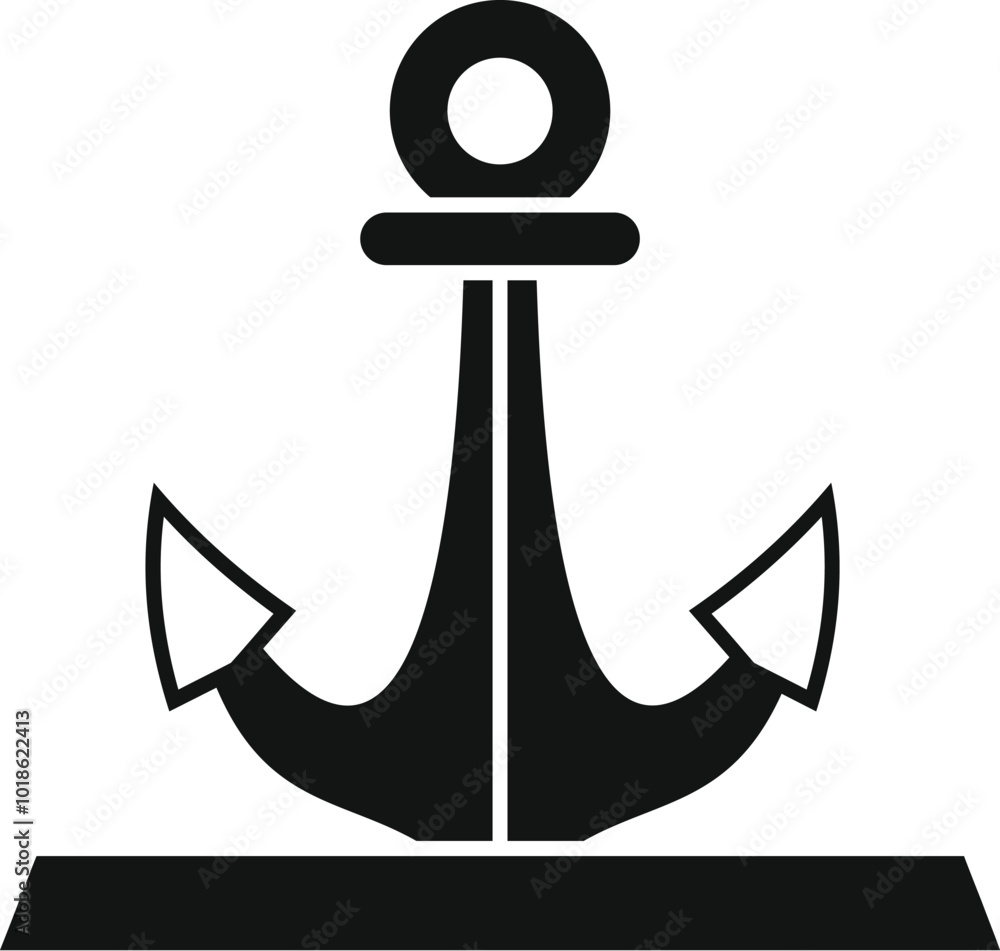 Aufkleber black anchor standing on a platform icon in simple style isolated on white background
