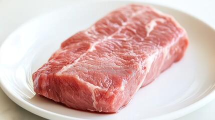 Fototapeta premium Fresh Raw Meat on a White Plate for Cooking