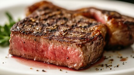 Juicy Grilled Steak on White Plate