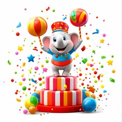 Playful Circus Scene with Whimsical Animal Performance