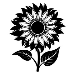 sunflower vector silhouette black-and-white