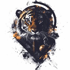 Playful Tiger in Circus Scene Jumping Excitingly