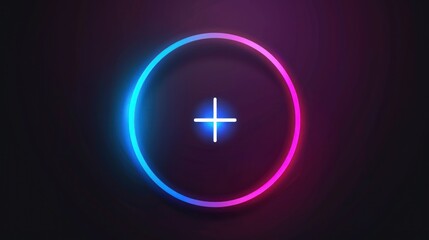 Obraz premium Neon Circle with Plus Sign