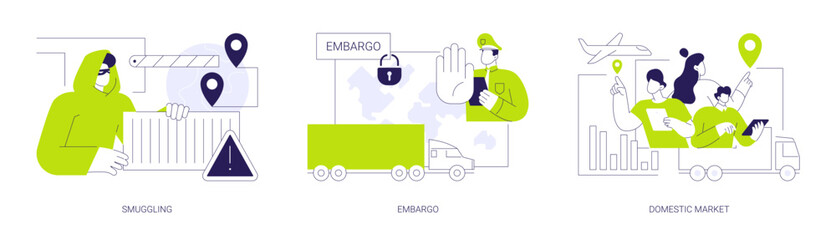 Logistics goods distribution abstract concept vector illustrations.