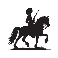 Cossack Horseman Silhouette Traditional Cossack Warrior silhouette on white background
