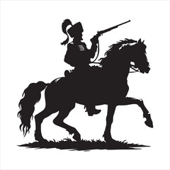Cossack Horseman Silhouette Traditional Cossack Warrior silhouette on white background
