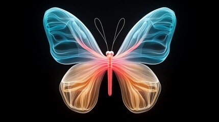 Butterfly s circulatory system glowing with vibrant veins, Insect Circulatory System, unique insect biology
