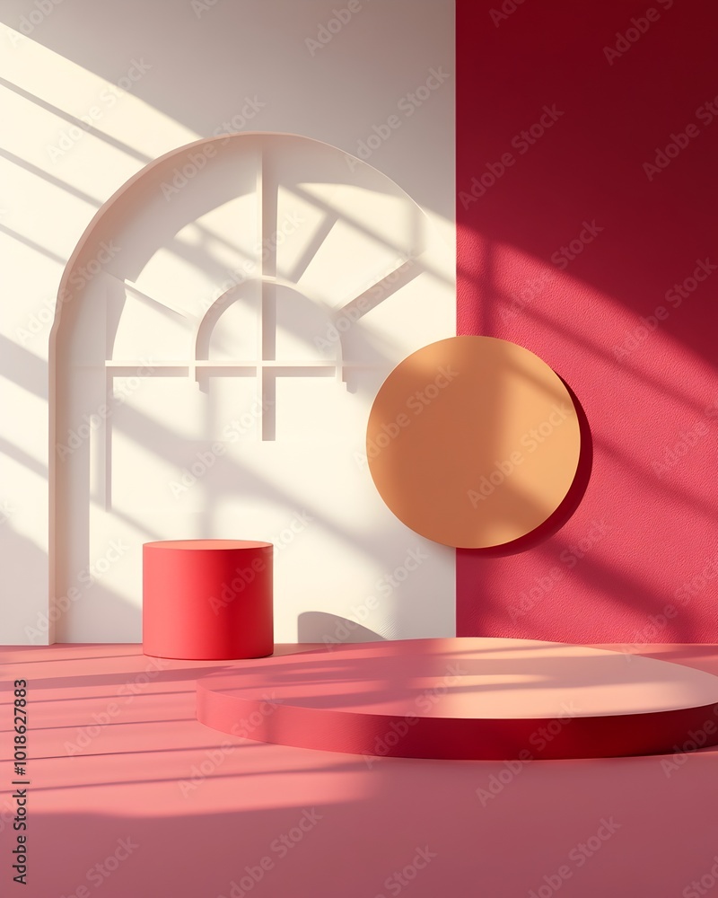 Poster minimalist 3d studio room with rich plum background empty floor and wall with product podium shadow 
