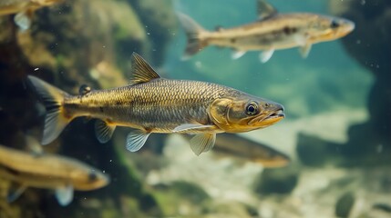 Fototapeta premium Close-up of a Fish Swimming Underwater