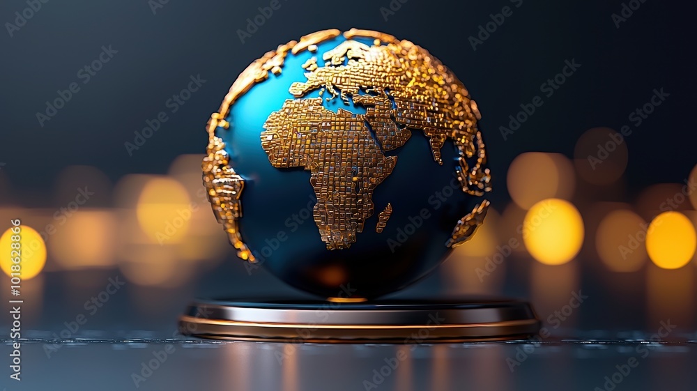 Poster digital globe with highlighted areas