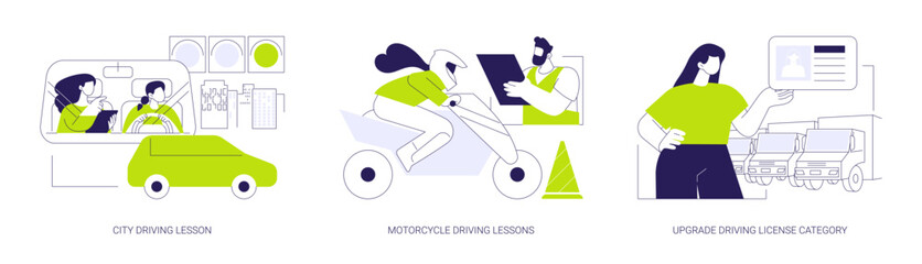 New driving license abstract concept vector illustrations.