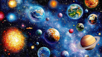 Fototapeta premium Background with planets