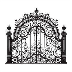 Forged Gate Arc Entrance Gate silhouette on white background
